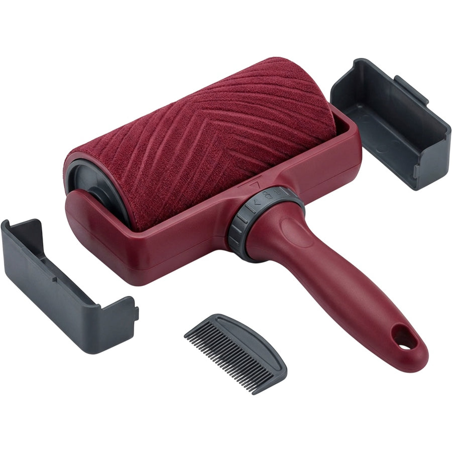 Hish Reversible Flocked-Wheel Lint Roller with Two Pods Burgundy